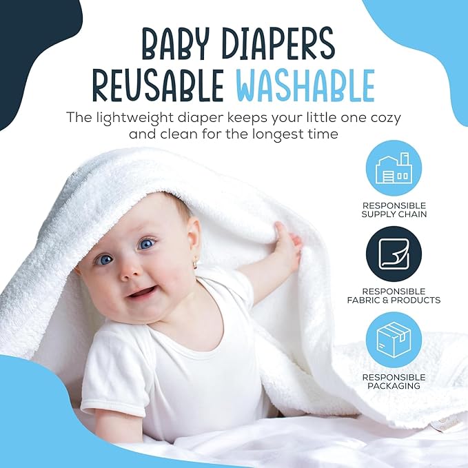 Linteum Textile Supply Birdseye Prefold Cloth Diapers 4-6-4 Ply 14x21 Inches Burp Cloth 100% Cotton Diapers for Babies Unisex No Shrinkage Washable Reusable Diaper (White) 12 Pack