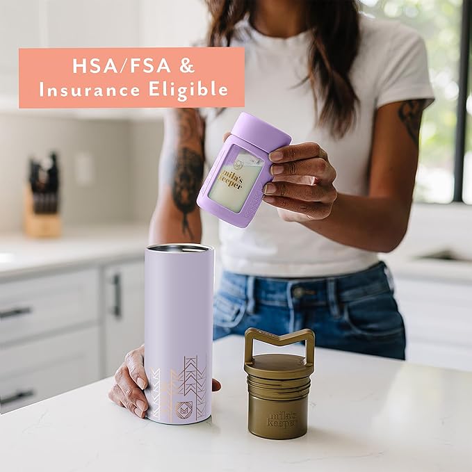 Mila's Keeper Portable Insulated Breast Milk Cooler Set | 20 Hr Storage | Cooler, Breast Milk Storage Bottle & Ice Pack for Travel | Fits Leading Pumps | Standard Neck Lavender Fields