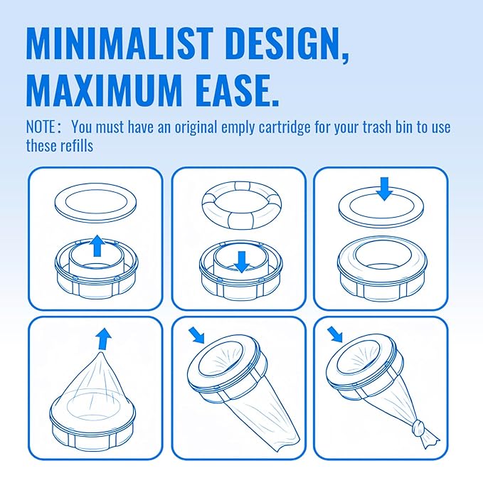 Compatible with Diaper Genie Pails Diaper Pail Refills | 8 Pack Lemon Scent Continuous Liner Rolls for Baby | Leak-Resistant Odor-Control Refill Bags with Flexible Long-Roll Design