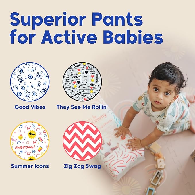 Kim & Kimmy Eco Diaper Pants, Size 4, 20-31 lbs, 44 Pants - 12 Hour Leak Protection, No Rashes, Hypoallergenic, Ultra-Soft & Highly Absorbent - Cruelty Free & Vegan - Summer Icons
