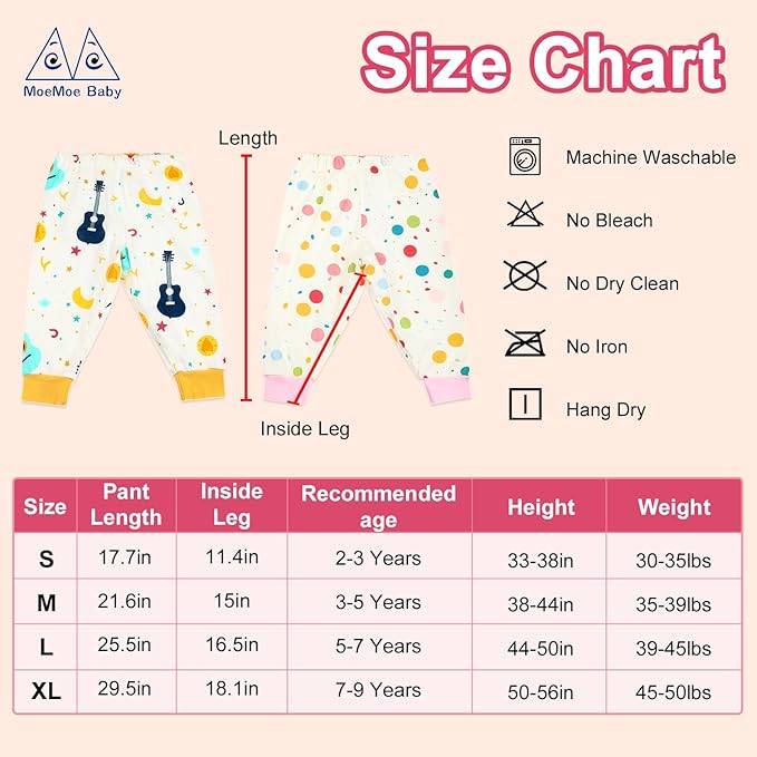 MOEMOE BABY Waterproof Diaper Pants for Potty Training 2 Packs Overnight Diaper Short for Toddler Boys and Girls
