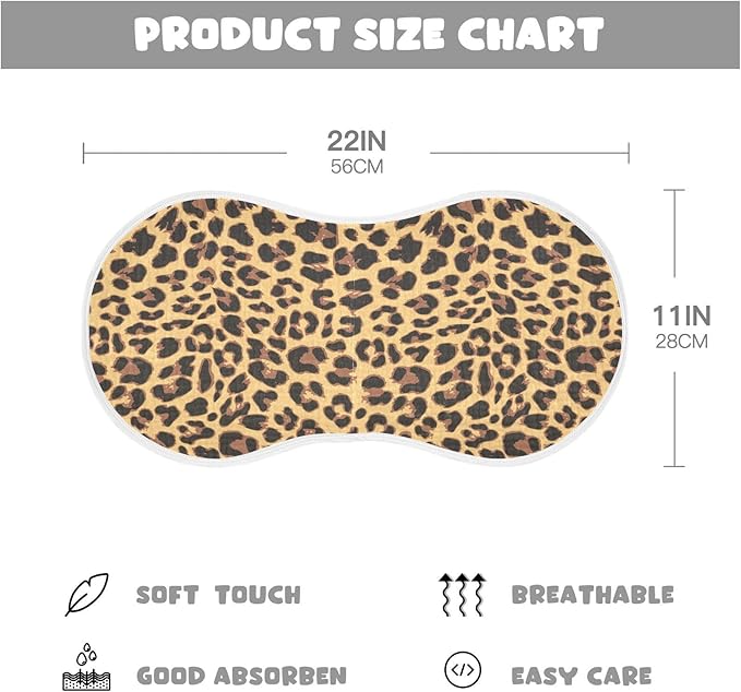 Muslin Burp Cloths for Baby Boys and Girls - 1-Pack Ultra Absorbent Leopard Print Muslin Washcloths, Newborn Towel, Milk Spit Up Rags, Burp Cloth Bib for Unisex, 22 x 11 Inch