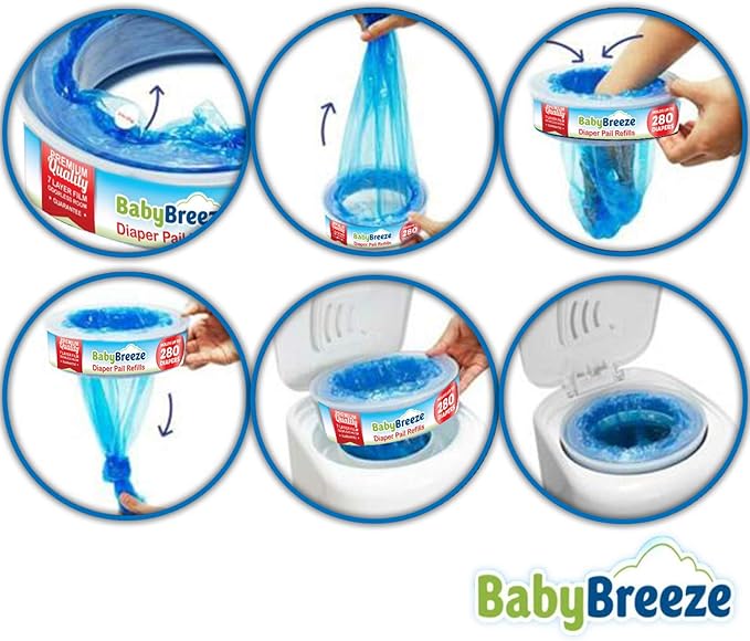 Diaper Pail Refill Bags Compatible with Playtex Diaper Genie Diaper Disposal System - 560 Count (2 Pack) – by BabyBreeze