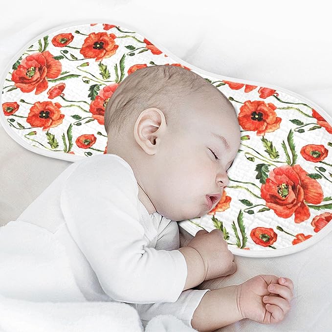 vvfelixl Muslin Burp Cloths Wildflower Poppy Flower Baby Washcloths for Baby Girl Boys 2 Pack