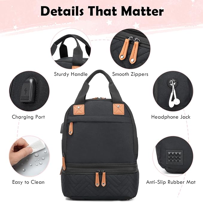 Breast Pump Bag for Spectra S1/S2 - Spectra Pump Bag with Ice Pack & Waterproof Mat, Portable Breast Milk Cooler Case for Work, Travel and Family Use, Black