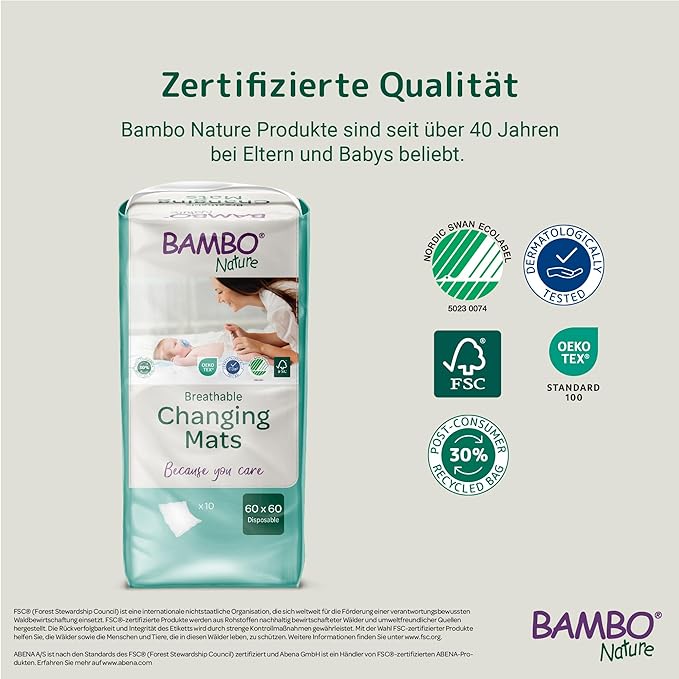 Bambo Nature Changing Mat: Bio-Based, Extra Soft, Ultra Absorbent, and Breathable - 80 Count
