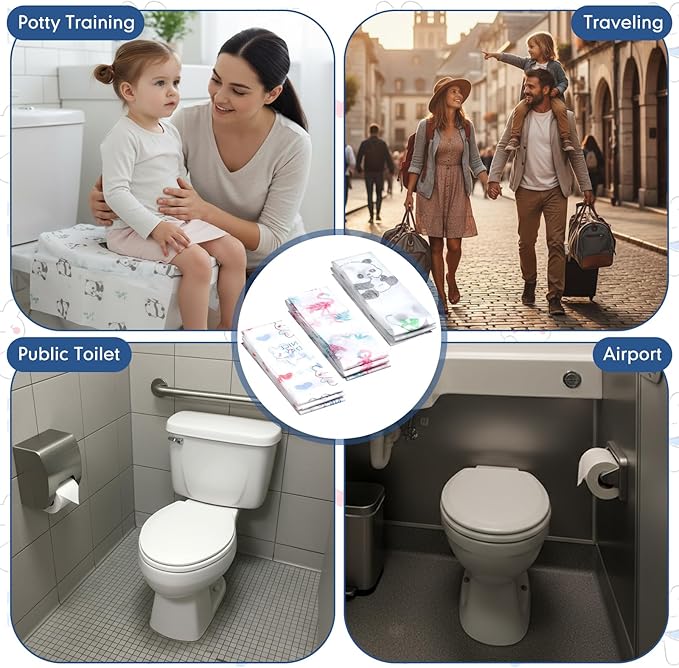 Dunzoom 100 Pack Disposable Toilet Seat Covers Waterproof for Campers & Adults, Individually Wrapped for Public Restroom, Travel, Airplane, Trip, Camping & Hiking (Large)