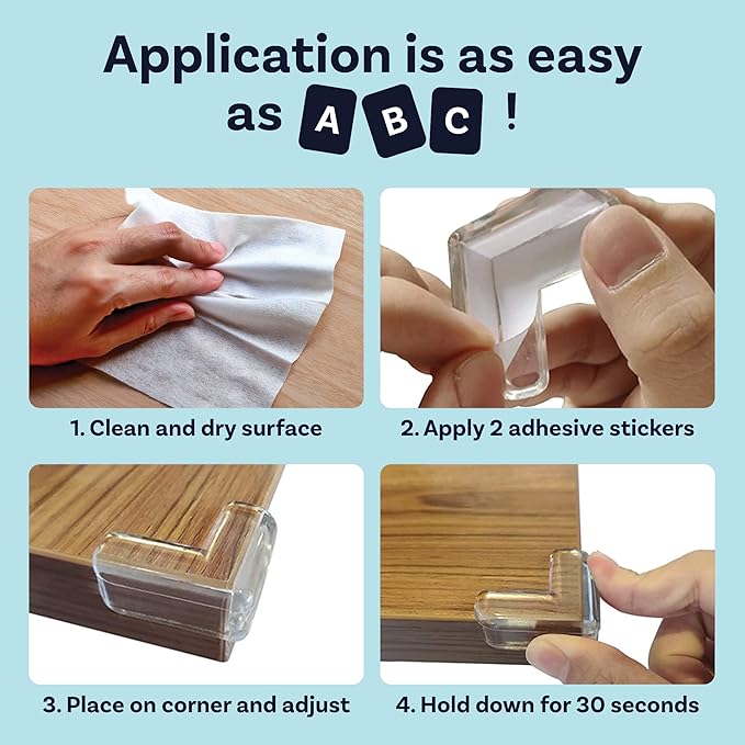 CalMyotis 12 + 24 Pack Corner Protector for Baby, Protectors Guards - Furniture Corner Guard & Edge Safety Bumpers - Baby Proof Bumper & Cushion to Cover Sharp Furnitures - Clear & Transparent