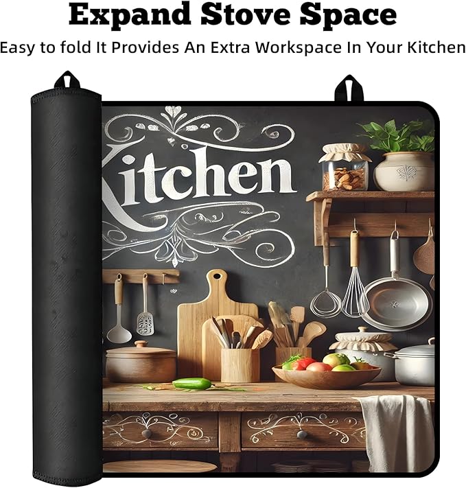 Multi-Design Stove Top Cover for Glass/Electric Stoves - 3-in-1 Heat-Resistant Protector Mat, Non-Slip Drying Rack 28"x20" (Cookware, 28" L x 20" W)