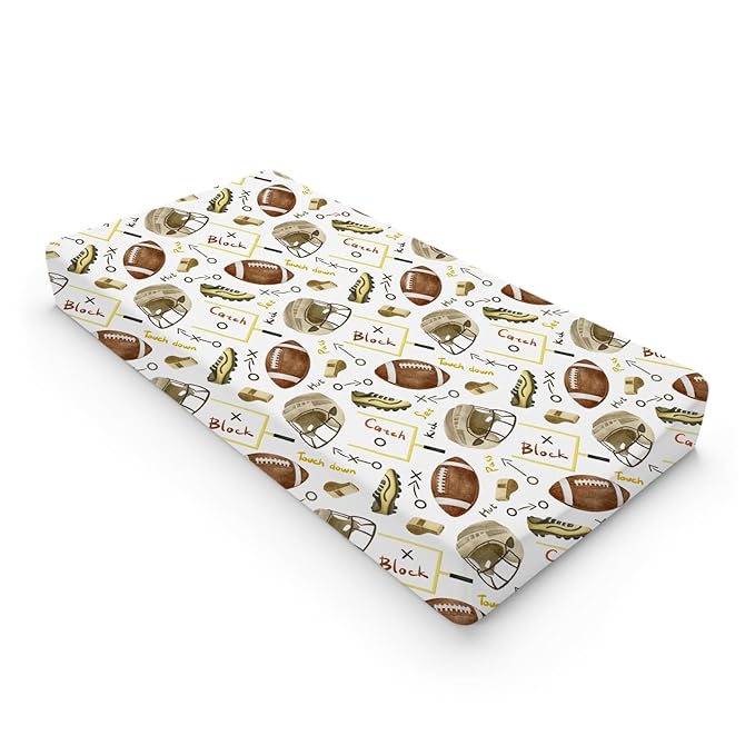 Watercolor American Football Baby Changing Pad Cover for Boy Girl 32''x16'' American Football Rules Fitted Diaper Change Table Sheet Outdoor Sports Gift Soft Breathable Baby Changing Table Mats