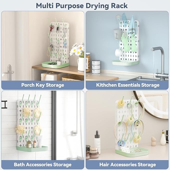 Baby Bottle Drying Rack Baby Bottle Holder Space Saving Bottle Dryer Rack Station Countertop Storage Organizer 12 Travel Bottle Drying Rack Vertical Breast Pump Part Plastic Bag Cup Dryer Tower Green