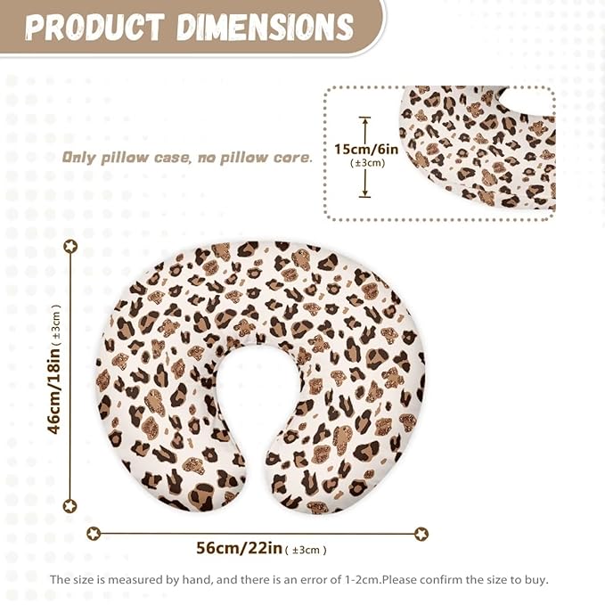 Brown Cow Print Nursing Pillow Cover for Baby Girl Stretchy Breastfeeding Pillow Slipcover with Hidden Zipper Nursing Pillow Covers for Breastfeeding Moms Nursing Protective Case Cheetah
