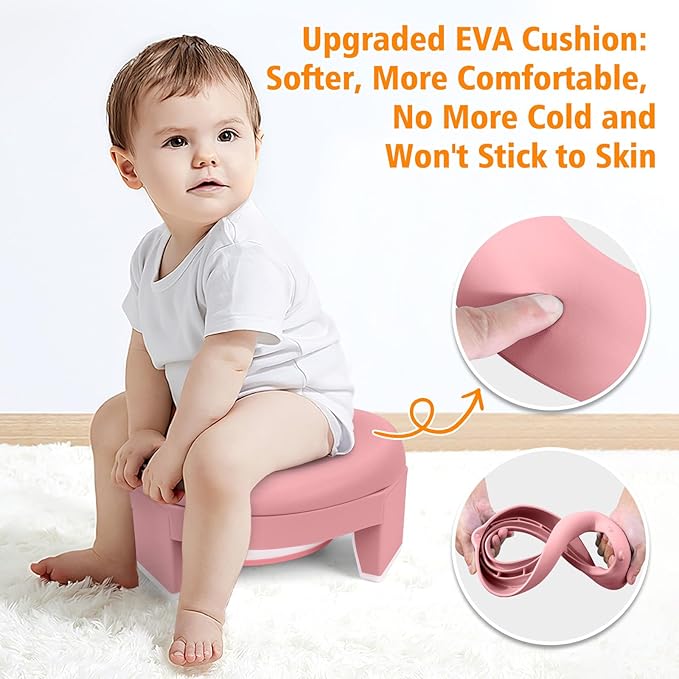 MCGMITT Portable Potty Seat for Kids Travel - Foldable Training Toilet Chair for Toddler Girls with Storage Bags for Outdoor and Indoor Easy to Clean(Pink)