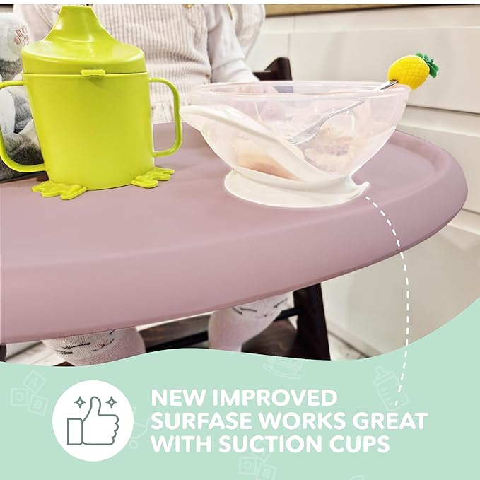 High Chair Tray Compatible with Stokke Trip Trap Chair, Ergonomic Curved Design, Glossy Dusty Pink - BPA-Free, Easy to Assemble