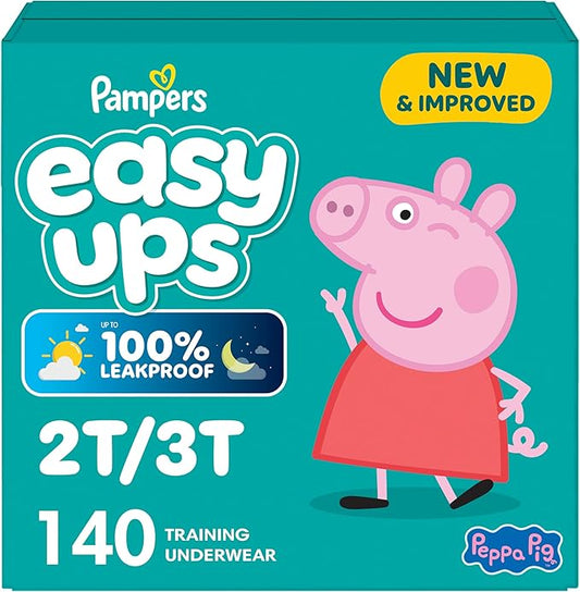 Pampers Training Pants - Easy Ups Girls & Boys - Size 2T-3T, 140 Count, Peppa Pig Potty Underwear (Packaging May Vary)