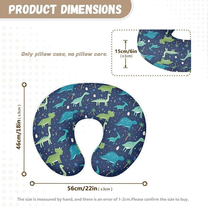 Dinosaur Nursing Pillow Cover, Fits The Original Support for Breastfeeding, Bottle Feeding, and Bonding Comfortable Slipcover for Baby Girl and Boy Blue Green