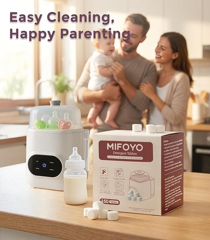 150PCS Baby Bottle Washer Detergent Tablets, Detergent Soap Tablets for All Brands Momcozy Baby Brezza Papablic Bottle Washers, Bottle Cleaning Tablets, Bottle Washer Tablets, 30 Count per Bag