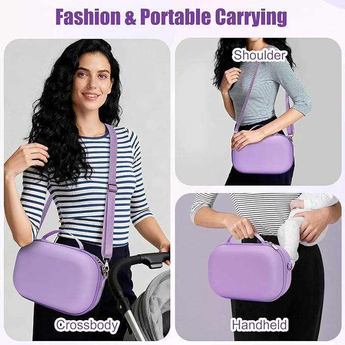 Wearable Breast Pump Bag for Hands-Free Breast Pumps, Hard Breast Pump Case for Momcozy/Willow/eufy/Security/Medela and More, Storage Bag for Pumping Travel Bag/Diaper Bag/Handbag (Purple)