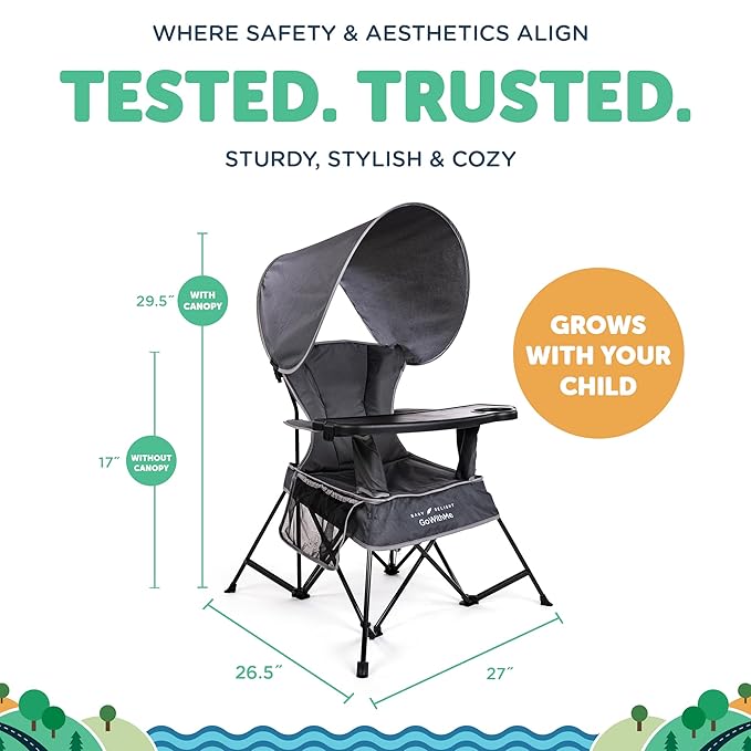 Baby Delight Go with Me Grand Deluxe Portable Chair | for Kids | Indoor and Outdoor | Grey