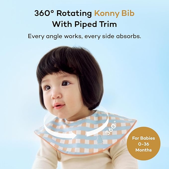 Konny Baby Bib 3/5/7-Pack Set, 360 ° Rotate, Soft and Absorbent Drooling for Toddler Boys Girls Baby Essentials