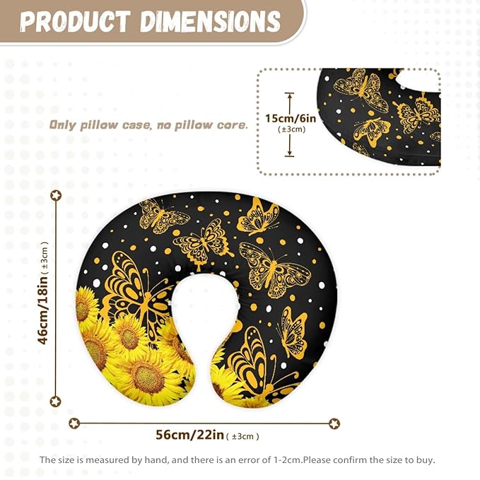 Forchrinse Sunflower Butterfly Nursing Pillow Cover Ultra Soft Feeding Pillow Slipcover for Breastfeeding Moms