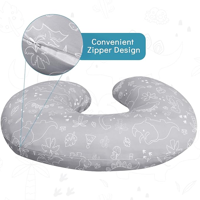 DILIMI Nursing Pillow Cover for Baby Boy and Girl, Ultra Soft Comfortable Stretchy Removable Slipcover for Newborn Breastfeeding Pillows, Dinosaur