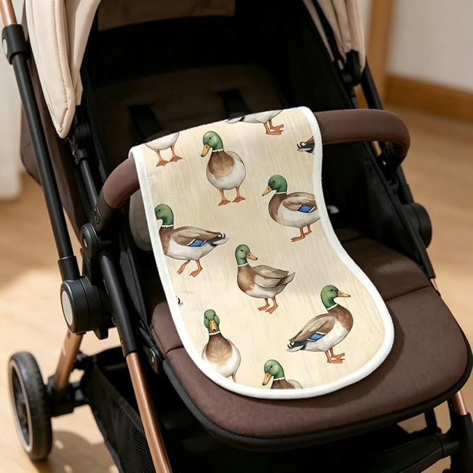 6pcs Mallard Duck Burp Cloths for Baby Boys Girls 100% Cotton Duck Themed Design Burp Rags, Soft Breathable Muslin Burping Cloths Absorbent Spit-Up Cloths for Infant Newborns