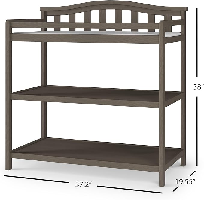 Child Craft Arch Top Infant Changing Table, Water-Resistant Pad and Safety Strap, Anti-Tip Kit Included to Prevent Tipping, Non-Toxic, Baby Safe Finish (Dapper Gray)