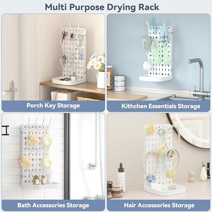 Baby Bottle Drying Rack Baby Bottle Holder Space Saving Bottle Dryer Rack Station Countertop Storage Organizer 12 Travel Bottle Drying Rack Vertical Breast Pump Part Plastic Bag Cup Dryer Tower White
