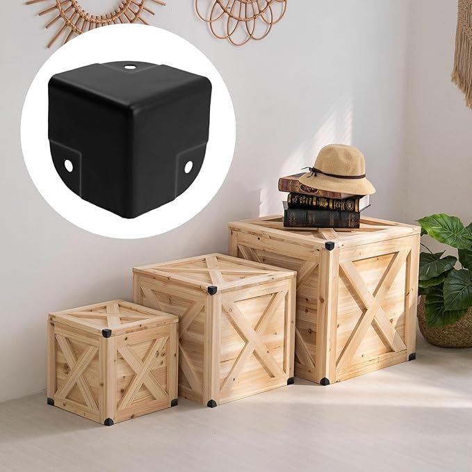 Antrader 16Pcs Black Metal Corner Protector,1.38" Box Edge Guard Protector,Metal Cabinets Speaker Corners Protector(35×35×35mm)
