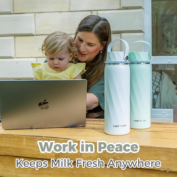 HEYTRIP Breastmilk Cooler Bottle, 20oz Portable Breast Milk Chiller Storage, Stainless Steel Reusable Breastfeeding Essentials for Baby, 36+ Hours Cooling For Travel & Outdoor, TSA Approved, Green