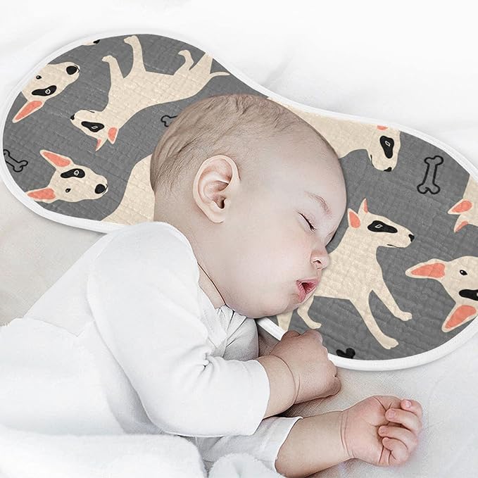 Bull Terrier Pitbull Dog and Bone Muslin Burp Cloths for Baby 4 Pack 100% Cotton Baby Washcloths Bibs for Boy Girl