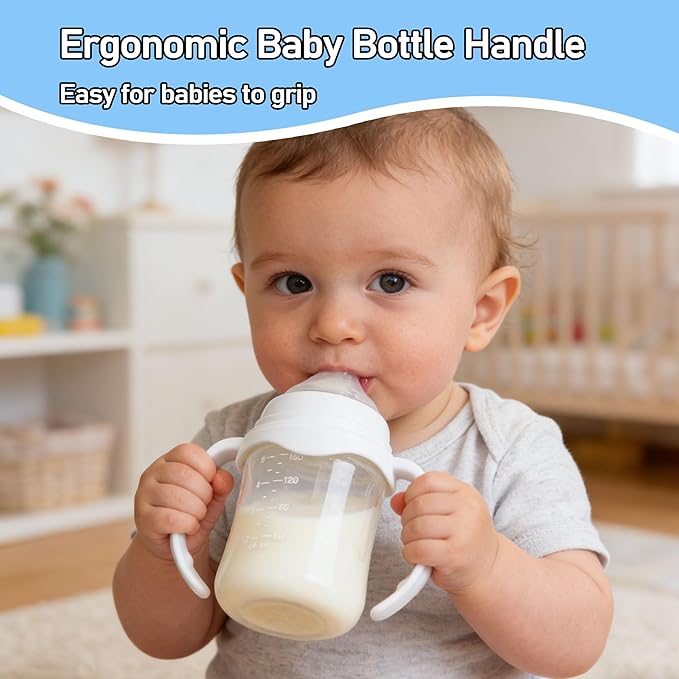 6Pack Baby Bottle Handles for Evenflo Wide Neck 5oz/6oz/9oz Baby Bottle, Ergonomic Non Slip Grip Easy Changing (Only Fit Evenflo Wide Neck Bottle)