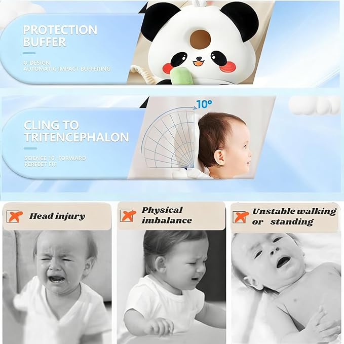 Baby Head Protector Backpack, Toddler Baby Head Protection Backpack with Baby Knee Pads Alarm Function for Walking & Crawling, Soft, Breathable and Wearing Safety Baby Head Protector- White Bear