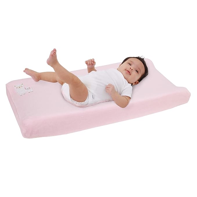 Little Love by NoJo Sweet Llama & Butterflies Pink Super Soft Changing Pad Cover, Pink, Ivory