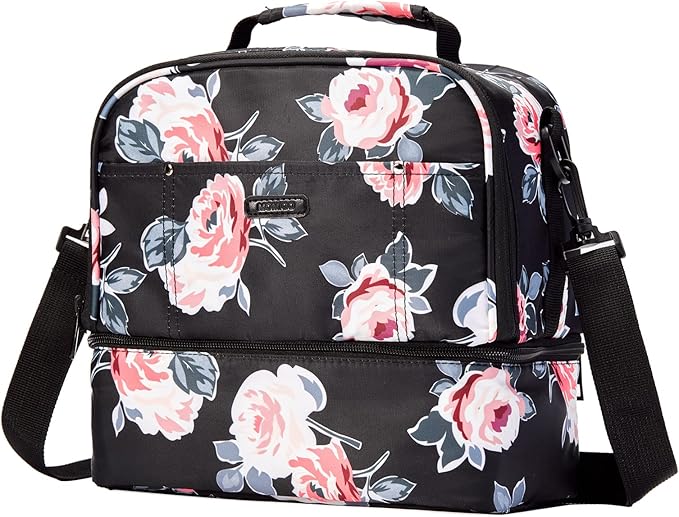 Breast Pump Bag Cooler Compartment for Breast Pump - Cooler and Moistureproof Bag Double Layer for Mother Breast Milk Pump Lunch Bag Outdoor Working (Flower)