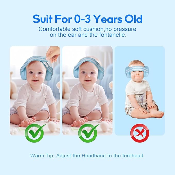 Floriogra Baby Headphones for Noise, Baby Ear Protection for Babies and Toddlers 0-36 Months - Adjustable Babies Noise Cancelling Headphones Infant Ear Protection Earmuffs Against Hearing Damage