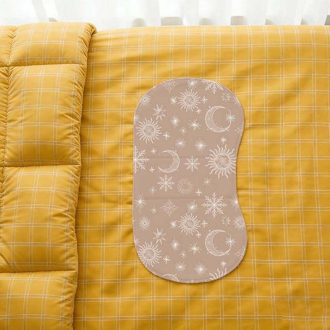 4 Pack Baby Burp Cloths, Soft Muslin Cotton Boho Star Moon Print Burp Cloths, Super Absorbent Washcloths Infants Burping Cloth Set for Newborns Baby Boy Girl Essentials
