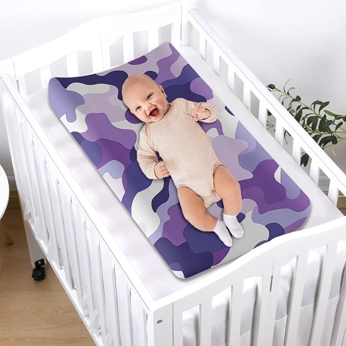 Microfiber Diaper Changing Table Sheets for Infants and Toddles Purple Camo Baby Changing Pad Cover Soft Breathable