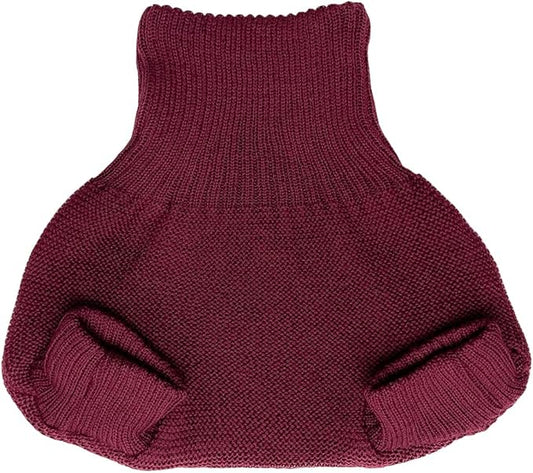 EcoAble Merino Wool Diaper Cover – Organic Overnight Knit Cover | Breathable Natural Fiber | Ideal for Fitted Cloth Diapers (EU86-92, Cassis)