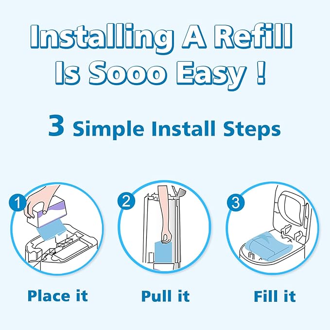 Refills Compatible with Genie Easy Roll Signature Diaper Pail and Platinum Diaper Pail, Upgraded 90 Bags Hold up to 4200 Newborn Diapers, Extra Thickness Powerful Odor Control