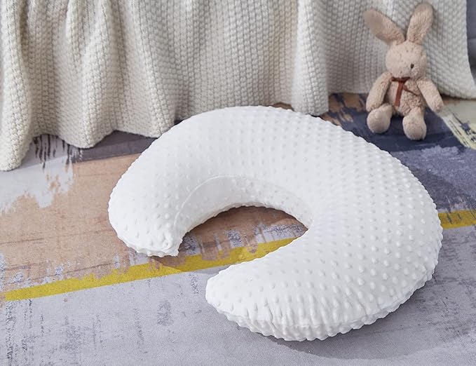 Nursing Pillow Cover Breastfeeding Pillow Cases Plush Dot Slipcover (White)