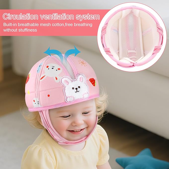 Accmor Baby Head Protector, Cute Baby Safety Helmet for Crawling Walking Running, Infant Headguard Soft Cushion Lightweight Breathable Protective Caps, Anti-Collision Toddler Helmets for 6m-24m Girls