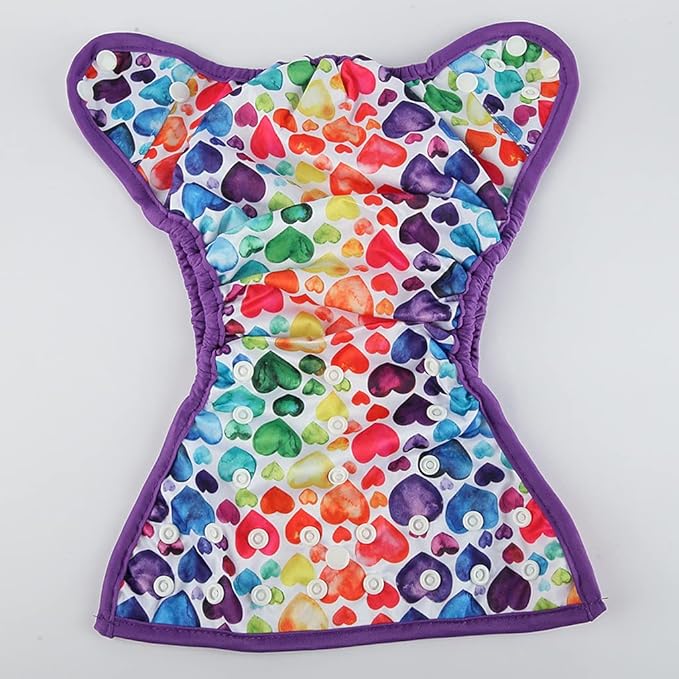 One Size Cloth Diaper Cover Snap With Double Gusset (C-Heart)