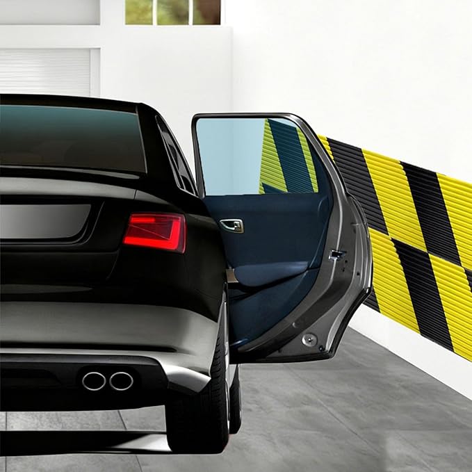Garage Wall Protector 196.9in/5m, Yellow Black High-Visibility Foam Edge Guard for Car Door, Self-Adhesive 0.39in Thick Bumper Padding, Parking Warehouse Home Furniture (7.9in/20cm Wide)