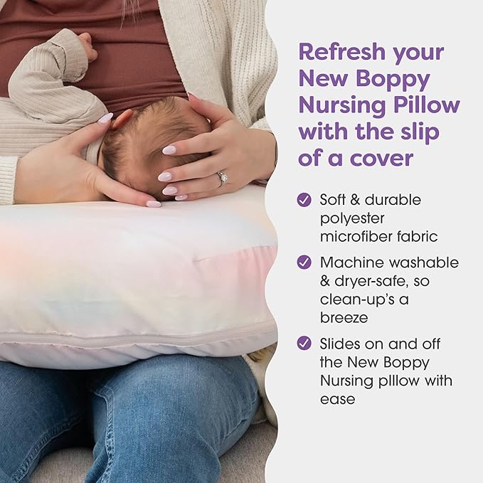 Boppy Nursing Pillow Cover - Soft, Hypoallergenic Washable Microfiber Bottle & Breastfeeding Pillow Covers (Redesigned Feeding Pillow Sold Separately) - Rainbow Sherbet