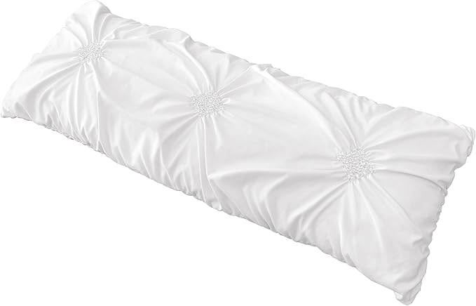 Sweet Jojo Designs Solid Color White Shabby Chic Body Pillow Case Cover for Harper Collection (Pillow Not Included)
