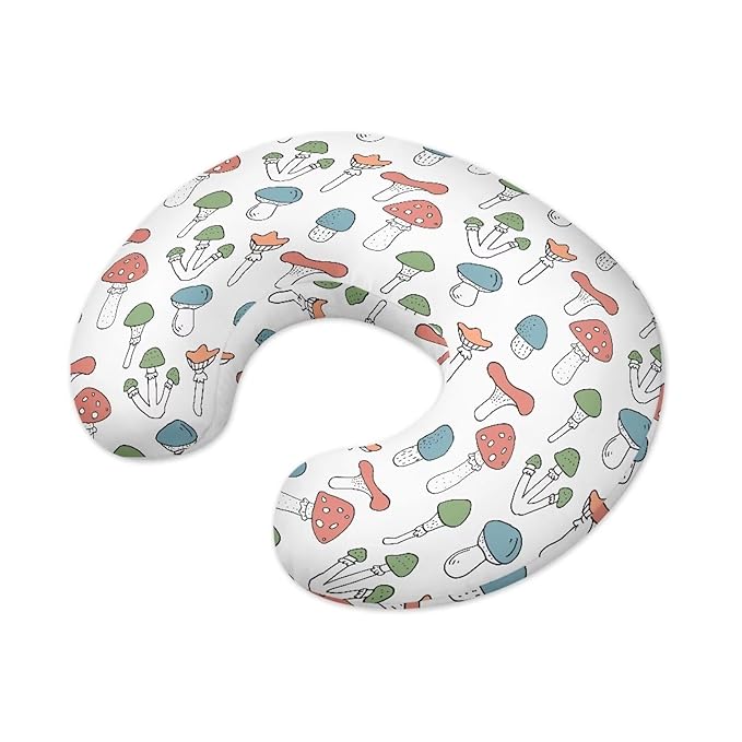 Multi Colorful Mushroom Nursing Pillow Cover Baby Breastfeeding Slipcover Infant Newborn Nursery Bottle Pillowcase Easy to Use and Dustptoof