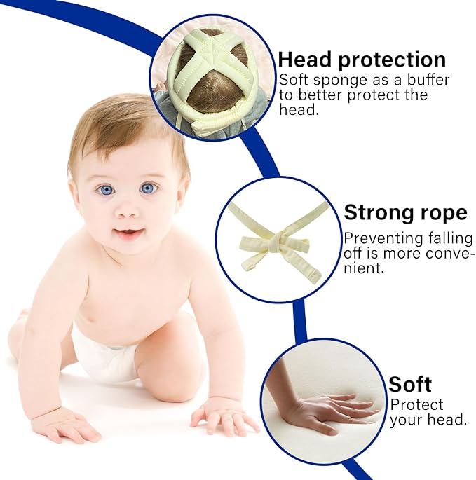 Baby Safety Helmet Baby Head Protector No Bumps for Running Walking Crawling, Safety Head Adjustable Protective Cap Headguard Hat