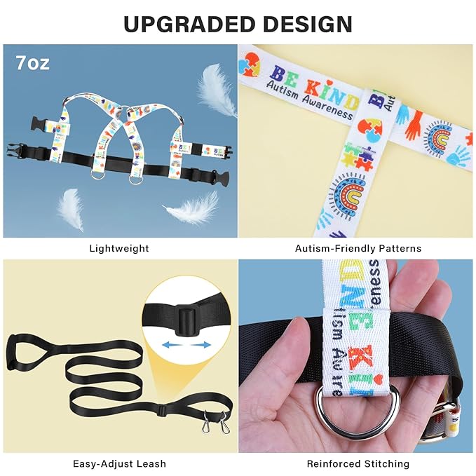 Safety Walking Harness and Leash for Autism & Special Needs Kids Ages 3-6 with Easy-Adjust Tether + Emergency Grab Handle for Wandering Prevention & Calm Outdoor Adventures